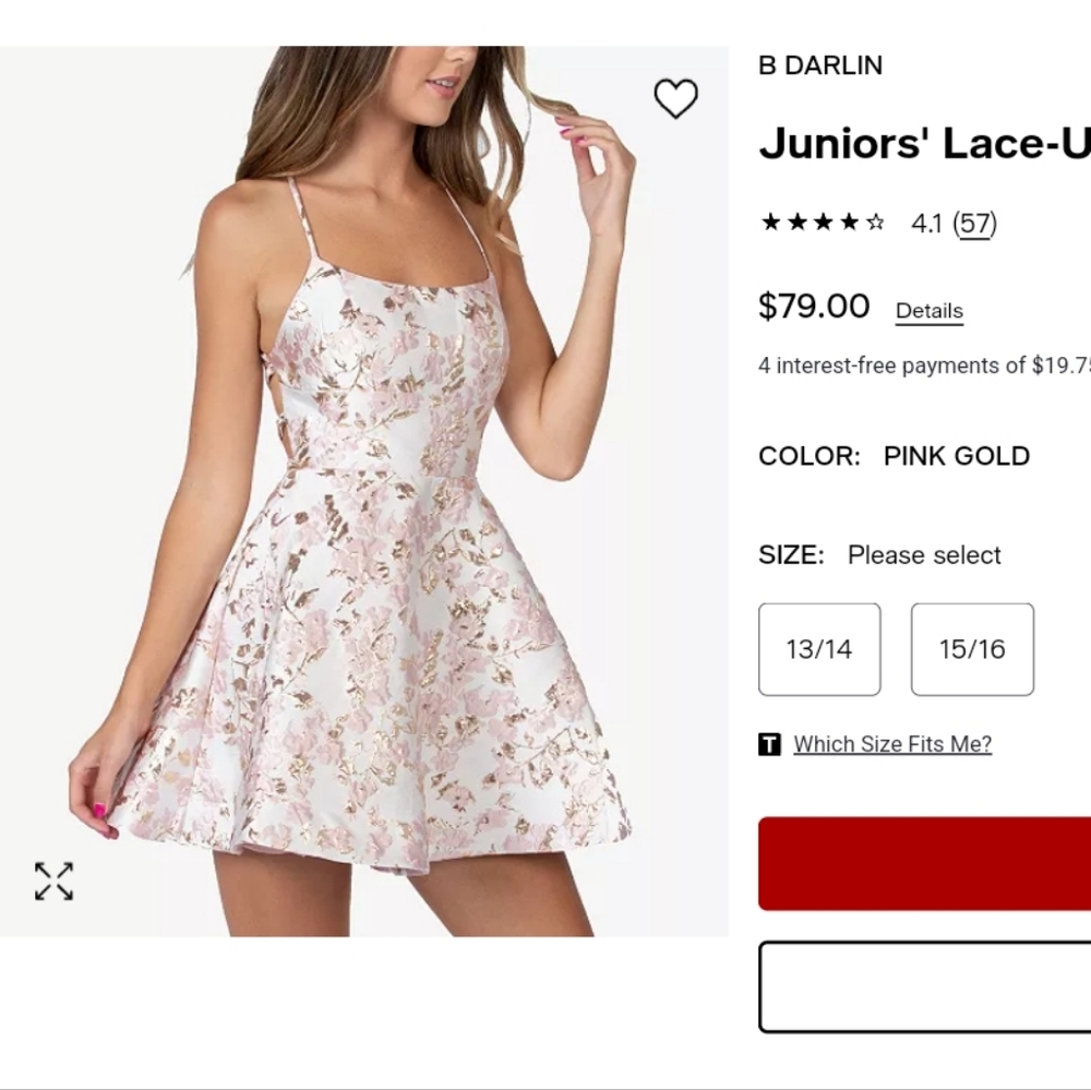 B Darlin Juniors' Lace-Up Floral A-Line Dress with Pockets